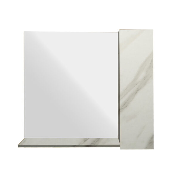 Κρεμαστό Ντουλάπι Μπάνιου Oren90 με Καθρέφτη & Επένδυση Μελαμίνης Με Όψη Λευκού Μάρμαρου Με Μπέζ Νερά