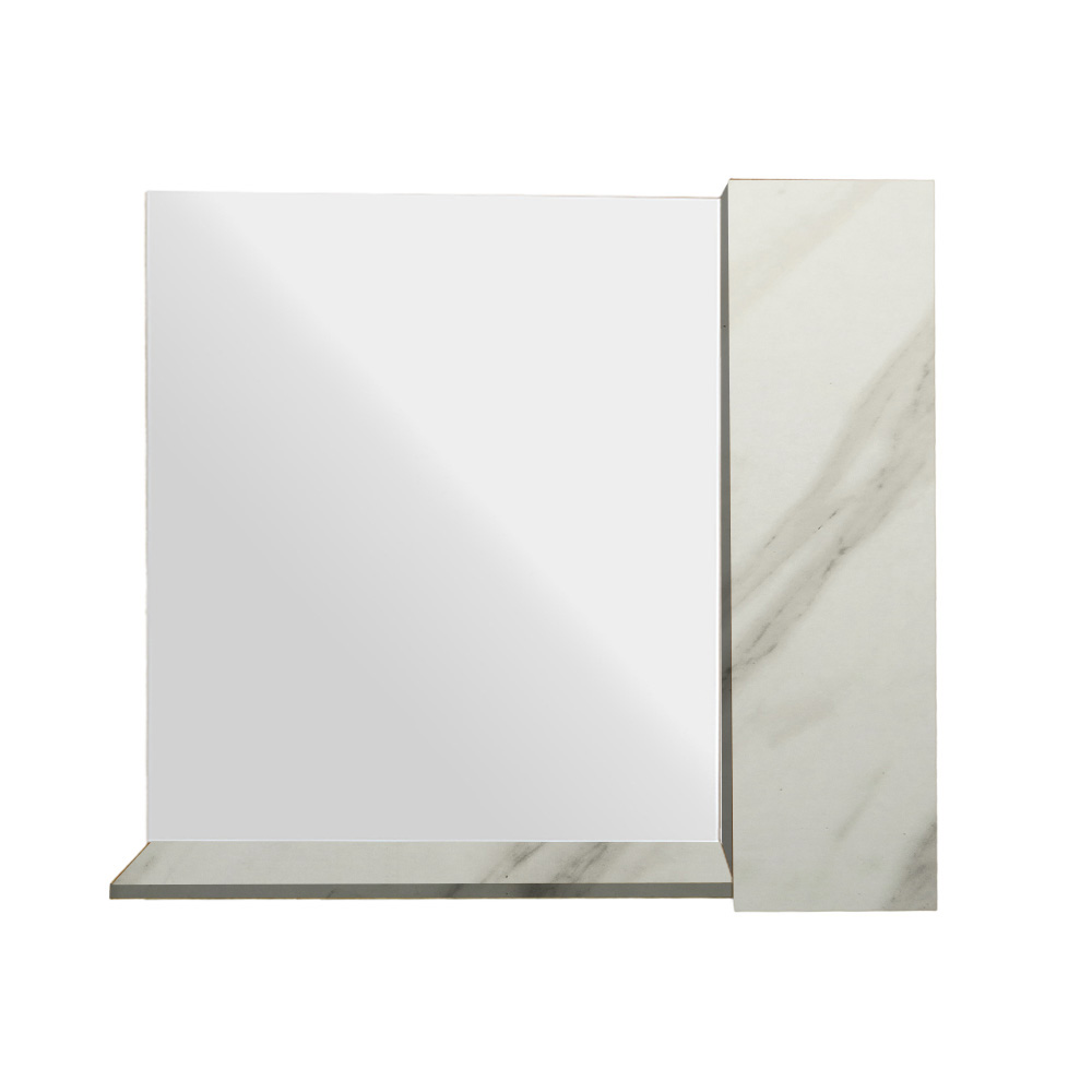 Single 90 100 Progetto R Κρεμαστό Ντουλάπι Μπάνιου Oren90 με Καθρέφτη & Επένδυση Μελαμίνης Με Όψη Λευκού Μάρμαρου Με Μπέζ Νερά - Image 1