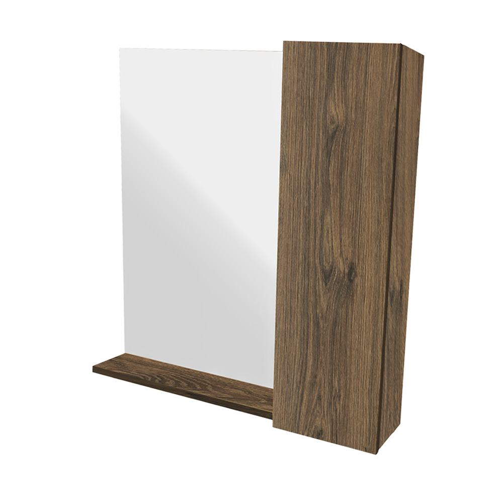 Single2 RIGHT 7763 Κρεμαστό Ντουλάπι Μπάνιου Elyn80 με Καθρέφτη & Επένδυση Μελαμίνης Σε Σκούρο Καφέ Χρώμα - Image 1