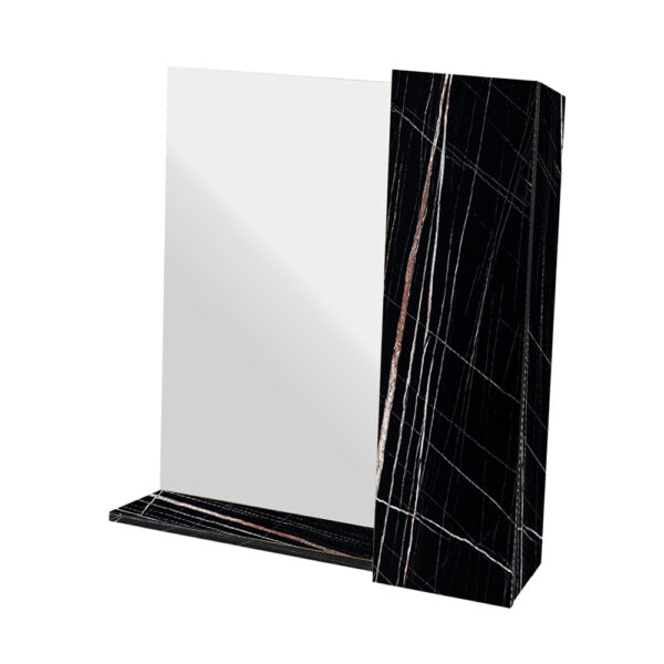 Κρεμαστό Ντουλάπι Μπάνιου Oren80 με Καθρέφτη & Επένδυση Μελαμίνης Με Όψη Μαύρου Μάρμαρου