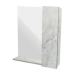 Κρεμαστό Ντουλάπι Μπάνιου Oren60 με Καθρέφτη & Επένδυση Μελαμίνης Με Όψη Λευκού Μάρμαρου Με Γκρί Νερά