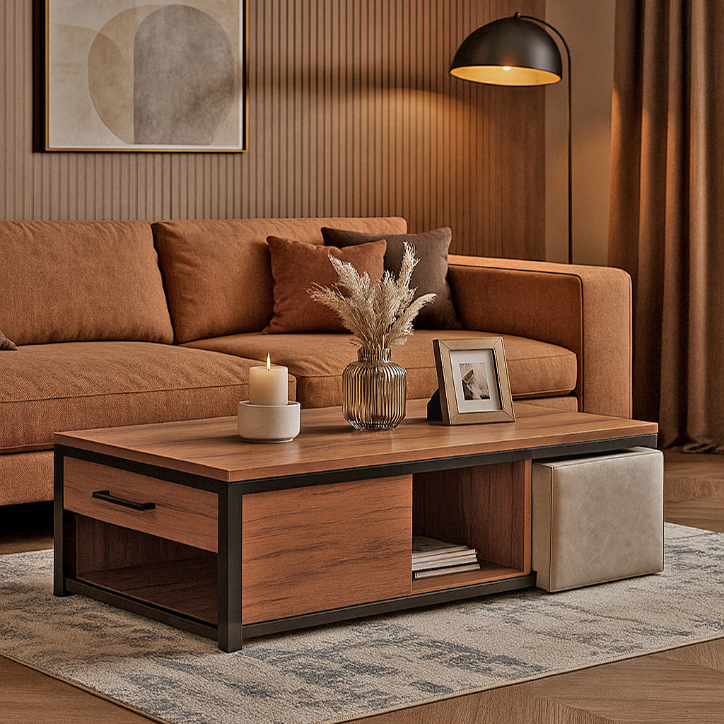 Trap 45 Karydi ΤΡΑΠΕΖΙ ΣΑΛΟΝΙΟΥ NAPOLEONE ΜΕ ΕΠΙΦΑΝΕΙΑ ΑΠΟ ΜΕΛΑΜΙΝΗ ΣΕ ΚΑΡΥΔΙ ΑΠΟΧΡΩΣΗ - Image 1