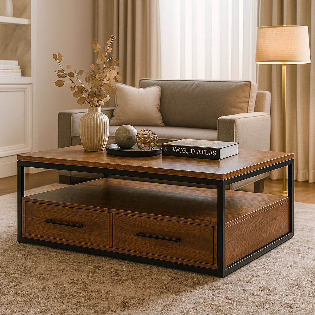 Trap 57 Karydi ΤΡΑΠΕΖΙ ΣΑΛΟΝΙΟΥ CAPRICCIO ΜΕ ΕΠΙΦΑΝΕΙΑ ΑΠΟ ΜΕΛΑΜΙΝΗ ΣΕ ΚΑΡΥΔΙ ΑΠΟΧΡΩΣΗ - Image 1