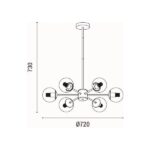 ΦΩΤΙΣΤΙΚΟ ΚΡΕΜΑΣΤΟ ΜΕΤΑΛΛΟ-ΓΥΑΛΙ 6ΦΩΤΟ 6XΕ27 Max 6x15W Φ720X730mm ΛΕΥΚΟ-ΧΑΛΚΙΝΟ ARTE ILLUMINA ORBA - Image 6