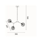 ΦΩΤΙΣΤΙΚΟ ΚΡΕΜΑΣΤΟ ΜΕΤΑΛΛΟ-ΓΥΑΛΙ 3ΦΩΤΟ 3ΧG9 Max 3x7W 560X350X900mm ΜΑΥΡΟ-ΓΚΡΙ ARTE ILLUMINA ATOM - Image 6