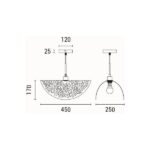 ΦΩΤΙΣΤΙΚΟ ΚΡΕΜΑΣΤΟ ΜΕΤΑΛΛΟ ΜΟΝΟΦΩΤΟ 1XE27 Max 15W 450X250X1680mm ΜΑΥΡΟ-ΧΡΥΣΟ ARTE ILLUMINA GALILEA - Image 6