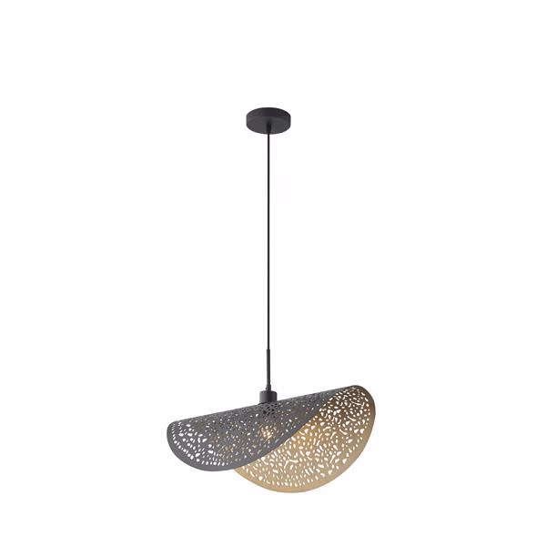 144-23018 ΦΩΤΙΣΤΙΚΟ ΚΡΕΜΑΣΤΟ ΜΕΤΑΛΛΟ ΜΟΝΟΦΩΤΟ 1XE27 Max 15W 600X300X1680mm ΜΑΥΡΟ-ΧΡΥΣΟ ARTE ILLUMINA GALILEA - Image 1