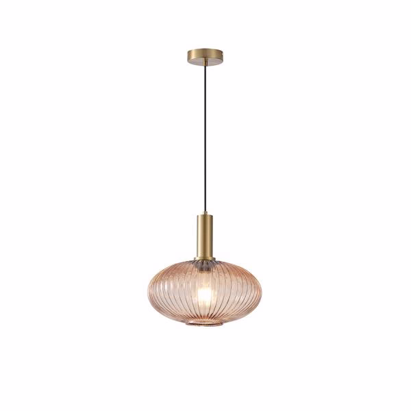 144-24080 ΦΩΤΙΣΤΙΚΟ ΚΡΕΜΑΣΤΟ ΜΕΤΑΛΛΟ-ΓΥΑΛΙ ΣΤΡΟΓΓΥΛΟ ΜΟΝΟΦΩΤΟ 1XΕ27 MAX15W Φ300X165X1485mm ΚΕΧΡΙΜΠΑΡΙ ARTE ILLUMINA TOPAZ - Image 1