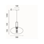 ΦΩΤΙΣΤΙΚΟ ΚΡΕΜΑΣΤΟ ΜΕΤΑΛΛΟ-ΓΥΑΛΙ ΣΤΡΟΓΓΥΛΟ ΜΟΝΟΦΩΤΟ 1XΕ27 MAX15W Φ300X165X1485mm ΚΕΧΡΙΜΠΑΡΙ ARTE ILLUMINA TOPAZ - Image 4