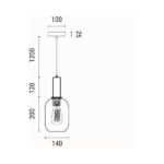ΦΩΤΙΣΤΙΚΟ ΚΡΕΜΑΣΤΟ ΜΕΤΑΛΛΟ-ΓΥΑΛΙ ΜΟΝΟΦΩΤΟ 1XΕ27 MAX15W 130X165X1485mm ΚΕΧΡΙΜΠΑΡΙ ARTE ILLUMINA TOPAZ - Image 5