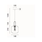 ΦΩΤΙΣΤΙΚΟ ΚΡΕΜΑΣΤΟ ΜΕΤΑΛΛΟ-ΓΥΑΛΙ ΜΟΝΟΦΩΤΟ 1XΕ27 MAX15W 200X210X1530mm ΜΠΛΕ ARTE ILLUMINA OMBRE - Image 6