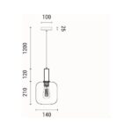 ΦΩΤΙΣΤΙΚΟ ΚΡΕΜΑΣΤΟ ΜΕΤΑΛΛΟ-ΓΥΑΛΙ ΜΟΝΟΦΩΤΟ 1XΕ27 MAX15W 200X210X1530mm ΚΕΧΡΙΜΠΑΡΙ ARTE ILLUMINA OMBRE - Image 6
