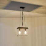 ΦΩΤΙΣΤΙΚΟ ΚΡΕΜΑΣΤΟ ΞΥΛΟ-ΜΕΤΑΛΛΟ 2ΦΩΤΟ 2XΕ27 Max 15W 300X125X1230mm ΜΑΥΡΟ-ΚΑΦΕ ARTE ILLUMINA MULTIPLA - Image 3