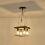 ΦΩΤΙΣΤΙΚΟ ΚΡΕΜΑΣΤΟ ΞΥΛΟ-ΜΕΤΑΛΛO 4ΦΩΤΟ 4XΕ27 Max 15W 300X300X1230mm ΜΑΥΡΟ-ΚΑΦΕ ARTE ILLUMINA MULTIPLA - Image 3