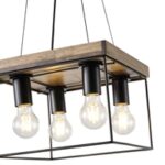 ΦΩΤΙΣΤΙΚΟ ΚΡΕΜΑΣΤΟ ΞΥΛΟ-ΜΕΤΑΛΛO 4ΦΩΤΟ 4XΕ27 Max 15W 300X300X1230mm ΜΑΥΡΟ-ΚΑΦΕ ARTE ILLUMINA MULTIPLA - Image 4