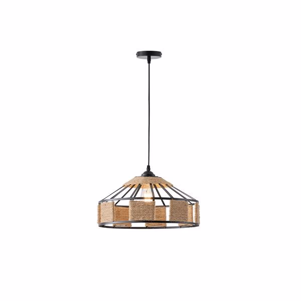 144-32024 ΦΩΤΙΣΤΙΚΟ ΚΡΕΜΑΣΤΟ ΣΧΟΙΝΙ-ΜΕΤΑΛΛΟ ΜΟΝΟΦΩΤΟ Ε27 Max 15W Φ400X1300mm ΜΑΥΡΟ-ΧΑΚI ARTE ILLUMINA HELIOS - Image 1