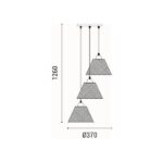 ΦΩΤΙΣΤΙΚΟ ΚΡΕΜΑΣΤΟ ΜΕΤΑΛΛΟ 3ΦΩΤΟ 3XE27 Max 15W Φ370X1260mm ΡΟΖΕΤΑ ΜΑΥΡΟ ARTE ILLUMINA NET - Image 6