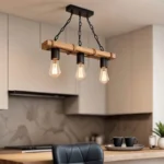 Φωτιστικό οροφής τρίφωτο PWL-1027 Ε27 φυσικό-μαύρο 48.5x10x47εκ - Image 3