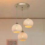 Φωτιστικό οροφής τρίφωτο PWL-1121 Ε27 κρεμ-χρυσό Φ40x75εκ - Image 2