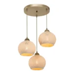 Φωτιστικό οροφής τρίφωτο PWL-1121 Ε27 κρεμ-χρυσό Φ40x75εκ - Image 3