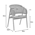 Πολυθρόνα Wenzy φυσικό Rattan - μασίφ ξύλο toon 58x58x82εκ - Image 3