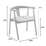 Πολυθρόνα Gernine μασίφ ξύλο οξιάς και σχοινί σε φυσική απόχρωση 56x49x73εκ - Image 3