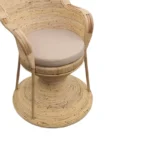 Πολυθρόνα Rea με μπεζ μαξιλάρι-φυσικό rattan 92x75x140εκ - Image 6