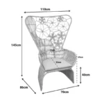 Πολυθρόνα Jake με μπεζ μαξιλάρι-φυσικό rattan 110x86x145εκ - Image 3