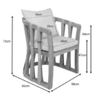 Πολυθρόνα Morani σκελετός teak ξύλο και ύφασμα σε φυσική απόχρωση 58x66x75εκ - Image 3