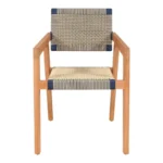 Πολυθρόνα Salama σκελετός teak ξύλο σε φυσική απόχρωση και κρεμ-μαύρο pe σχοινί 57x60x85εκ - Image 6