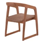 Πολυθρόνα Somalia σκελετός αλουμινίου με teak πόδι σε φυσική απόχρωση και καφέ pe rattan 57x62x80εκ - Image 3