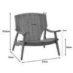 Πολυθρόνα Brazin φυσικό teak ξύλο 67x76x78.5εκ - Image 3
