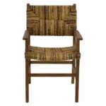 Πολυθρόνα Refane φυσικό teak ξύλο-ψάθα 55x60x85εκ - Image 6