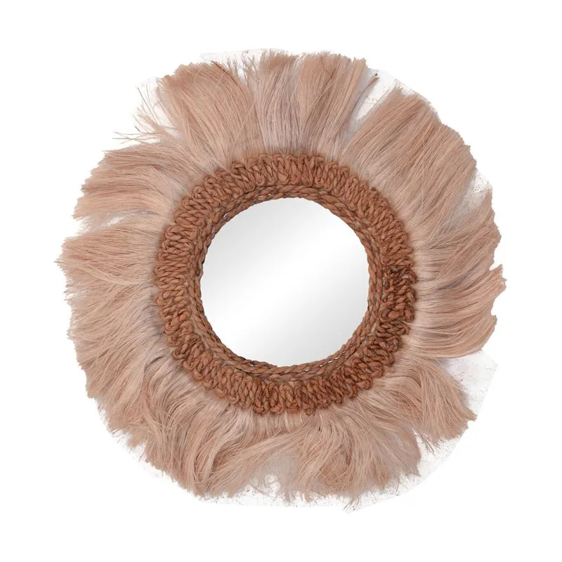 339-000027 Καθρέπτης Fraklone abaca σε φυσικό χρώμα Φ50x4εκ - Image 1