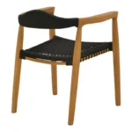 Πολυθρόνα Ganny teak ξύλο και pe σχοινί σε μαύρη απόχρωση 59x56x71εκ - Image 4