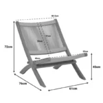 Πολυθρόνα Seeal πτυσσόμενη teak ξύλο και pe σχοινί σε μαύρη απόχρωση 61x76x72εκ - Image 3