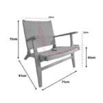 Πολυθρόνα Crosy teak ξύλο σε φυσική απόχρωση 71x81x75εκ - Image 3