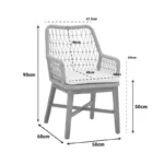 Πολυθρόνα Elaiza teak ξύλο και συνθετικό σχοινί σε φυσική-μαύρη απόχρωση με μαξιλάρι 58x60x90εκ - Image 3