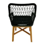 Πολυθρόνα Elaiza teak ξύλο και συνθετικό σχοινί σε φυσική-μαύρη απόχρωση με μαξιλάρι 58x60x90εκ - Image 6