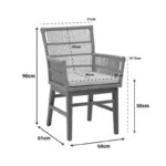 Πολυθρόνα Inca teak ξύλο και pe σχοινί σε φυσική-μπεζ απόχρωση με μαξιλάρι 60x61x90εκ - Image 3