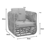 Πολυθρόνα Fajole rattan σε φυσική απόχρωση με μπεζ μαξιλάρι 83x92x82εκ - Image 3