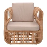 Πολυθρόνα Fajole rattan σε φυσική απόχρωση με μπεζ μαξιλάρι 83x92x82εκ - Image 6