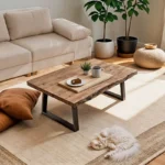 Τραπέζι σαλονιού Miles μασίφ ξύλο ακακίας πάχους 3.7-4εκ σε φυσική απόχρωση με μαύρα μεταλλικά πόδια 115x60x45εκ - Image 2