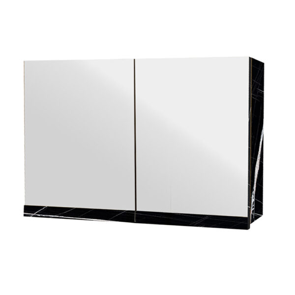 Κρεμαστό Ντουλάπι Μπάνιου Brilia80 με Διπλό Καθρέφτη & Επένδυση Μελαμίνης Με Όψη Μαύρου Μάρμαρου