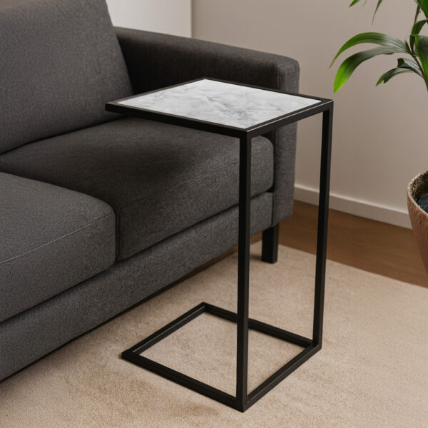 ΒΟΗΘΗΤΙΚΟ ΤΡΑΠΕΖΑΚΙ ELEGANZA2-7775 ΜΕ ΟΨΗ ΛΕΥΚΟ ΜΑΡΜΑΡΟ ΜΕ ΓΚΡΙ ΝΕΡΑ