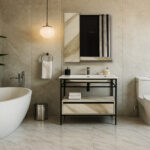 ΕΠΙΠΛΟ ΜΠΑΝΙΟΥ ZENOS PROGETTO ΠΛΑΤΟΥΣ 85cm ΜΕ ΕΦΕ ΛΕΥΚΟΥ ΜΑΡΜΑΡΟΥ ΜΕ ΜΠΕΖ ΝΕΡΑ