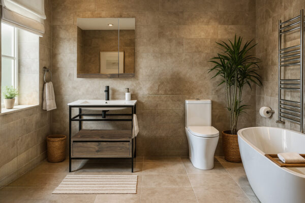 ΕΠΙΠΛΟ ΜΠΑΝΙΟΥ ZENOS 7763 ΠΛΑΤΟΥΣ 65 cm ΣΕ ΑΠΟΧΡΩΣΗ ΣΚΟΥΡΟ ΚΑΦΕ