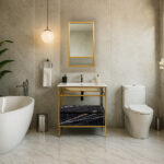 ΕΠΙΠΛΟ ΜΠΑΝΙΟΥ ZENOS 7767 ΠΛΑΤΟΥΣ 75 cm ΣΕ ΟΨΗ ΜΑΥΡΟΥ ΜΑΡΜΑΡΟΥ