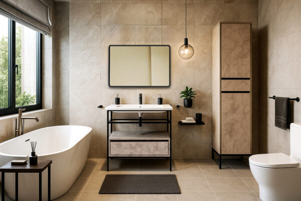 ΕΠΙΠΛΟ ΜΠΑΝΙΟΥ ZENOS K538 ΠΛΑΤΟΥΣ 100 cm ΣΕ ΟΨΗ ΑΝΟΙΧΤΟ ΤΣΙΜΕΝΤΟ