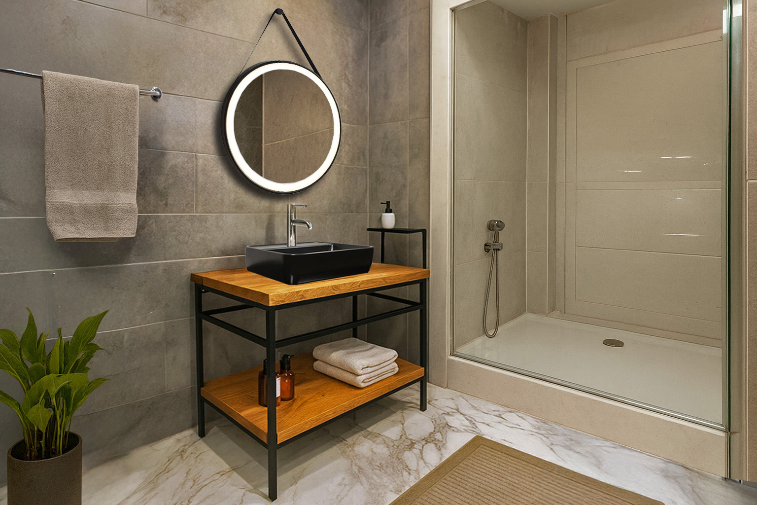 LIFE 85 ONE 55x45cm 2 ΕΠΙΠΛΟ ΜΠΑΝΙΟΥ LIFE 85 cm ΜΕ ΜΑΣΙΦ ΞΥΛΟ ΔΡΥΣ - Image 1